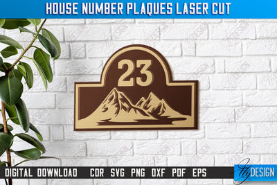 House Number Plaques Laser Cut | House Sign Number | Carved Outdoor Number | CNC File SVG Fly Design 