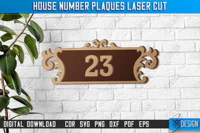 House Number Plaques Laser Cut | House Sign Number | Carved Outdoor Number | CNC File SVG Fly Design 