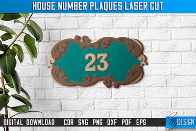 House Number Plaques Laser Cut | House Sign Number | Carved Outdoor Number | CNC File SVG Fly Design 
