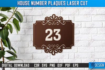 House Number Plaques Laser Cut | House Sign Number | Carved Outdoor Number | CNC File SVG Fly Design 