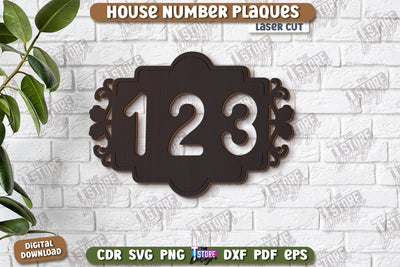 House Number Plaques Laser Cut | House Sign Number | Carved Outdoor Number | CNC File SVG The T Store Design 