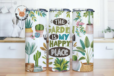 House Plant Tumbler Wrap, Garden Tumbler Plant Lover Gift, Crazy Plant Lady Png, The Garden Is My Happy Place Tumbler Sublimation Design Sublimation Rabbitmakies 