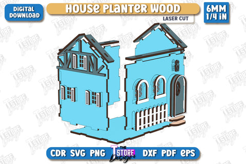 House Planter Wood Laser Cut Bundle | Flower Holders | Home Garden | Home Decorations | CNC File SVG The T Store Design 