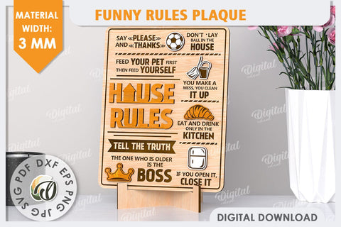 House Rules SVG. Funny Rules Plaque LaserCut. Rules Sign SVG SVG Evgenyia Guschina 