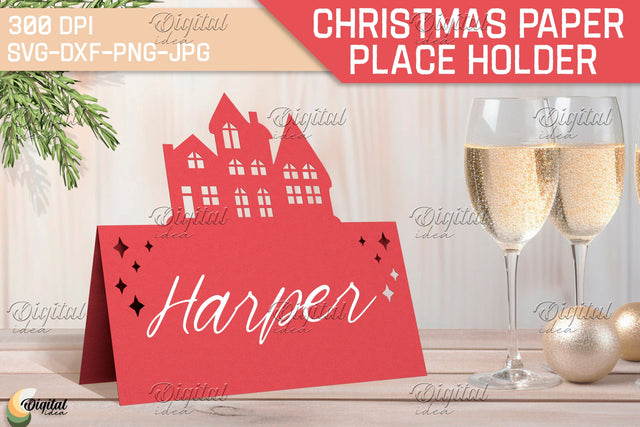 House SVG. Paper Name Cards. Papercut Place Holder SVG 3D Paper Evgenyia Guschina 