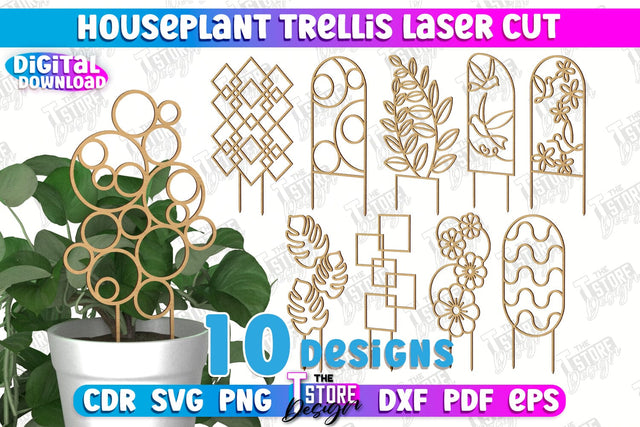 Houseplant Trellis Bundle | Garden Decoration | Plant Trellis | Lawn Trellis | Plant Stakes | CNC Files SVG The T Store Design 
