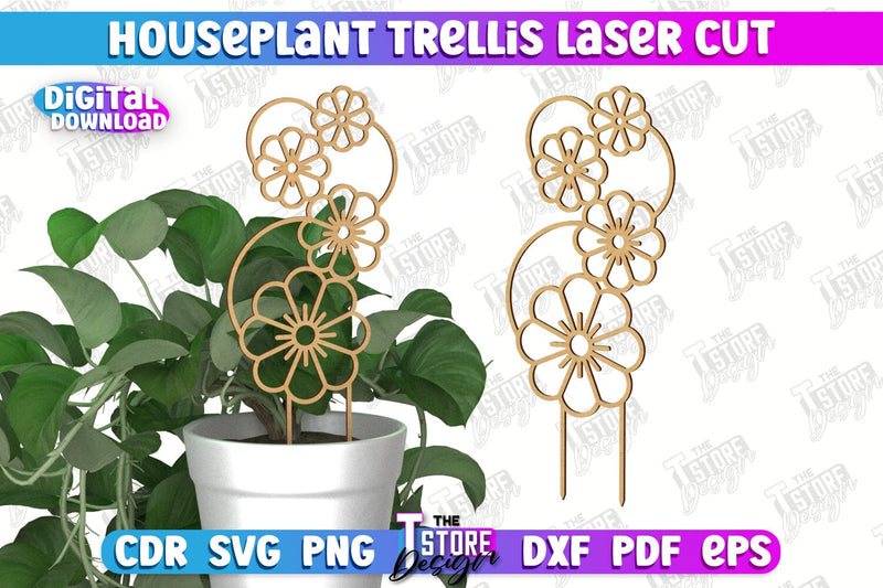Houseplant Trellis | Garden Decoration | Plant Trellis | Lawn Trellis | Plant Stakes | CNC File SVG The T Store Design 