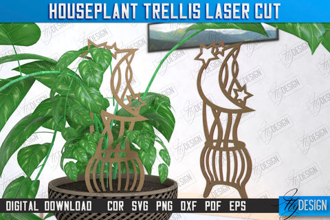 Houseplant Trellis Laser Cut Bundle | Garden Decoration | Plant Trellis | Lawn Trellis | Plant Stakes | CNC Files SVG Fly Design 