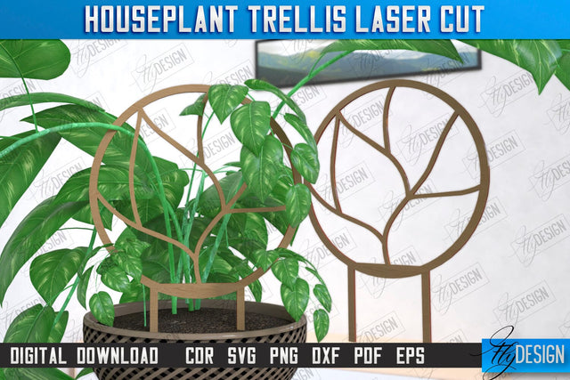 Houseplant Trellis Laser Cut | Garden Decoration | Plant Trellis | Lawn Trellis | Plant Stakes | CNC File SVG Fly Design 