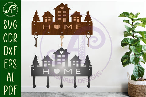 Houses Key holder designs for wood and metal cutting SVG APInspireddesigns 