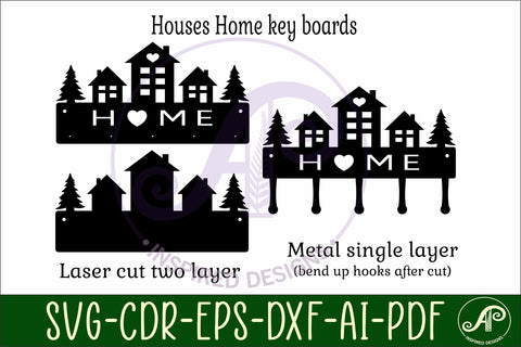 Houses Key holder designs for wood and metal cutting SVG APInspireddesigns 