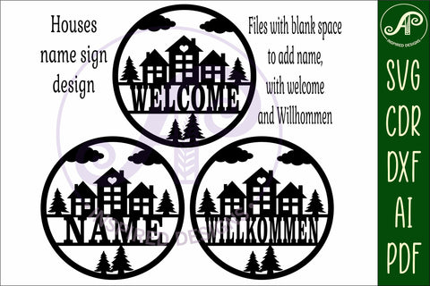 Houses name sign svg laser cut template SVG APInspireddesigns 