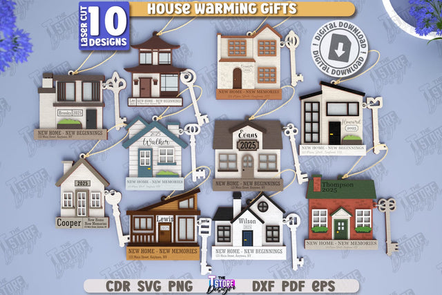 Housewarming Gift Laser Cut Bundle | Realtor's Gift | Personalized Keychains | CNC Files SVG The T Store Design 