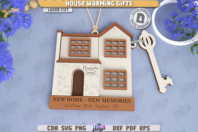 Housewarming Gift Laser Cut | Realtor's Gift | Personalized Keychain | CNC File SVG The T Store Design 