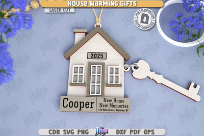 Housewarming Gift Laser Cut | Realtor's Gift | Personalized Keychain | CNC File SVG The T Store Design 