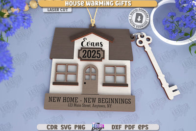 Housewarming Gift Laser Cut | Realtor's Gift | Personalized Keychain | CNC File SVG The T Store Design 