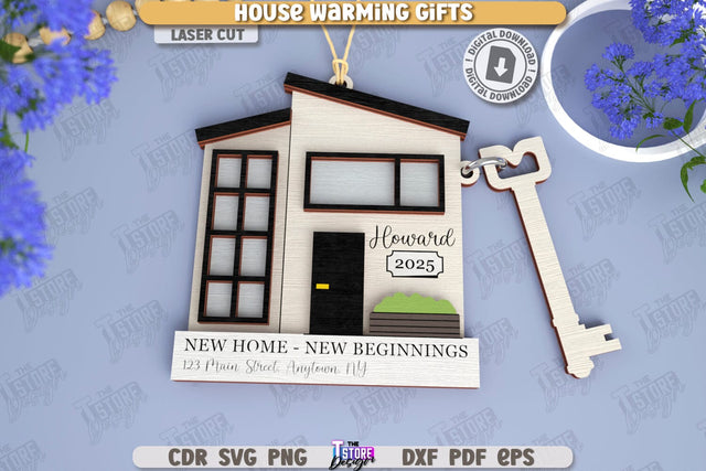 Housewarming Gift Laser Cut | Realtor's Gift | Personalized Keychain | CNC File SVG The T Store Design 