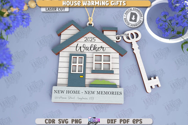 Housewarming Gift Laser Cut | Realtor's Gift | Personalized Keychain | CNC File SVG The T Store Design 