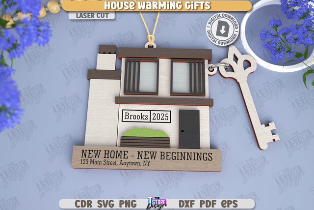 Housewarming Gift Laser Cut | Realtor's Gift | Personalized Keychain | CNC File SVG The T Store Design 