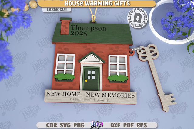 Housewarming Gift Laser Cut | Realtor's Gift | Personalized Keychain | CNC File SVG The T Store Design 