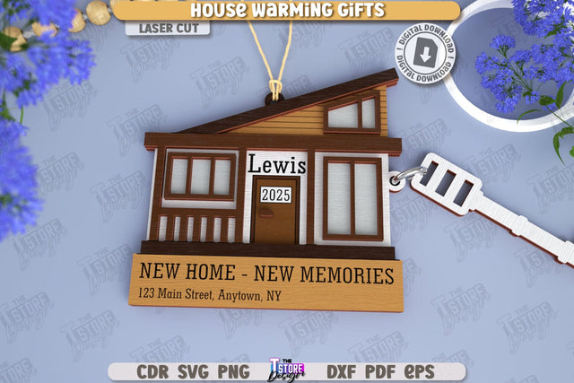Housewarming Gift Laser Cut | Realtor's Gift | Personalized Keychain | CNC File SVG The T Store Design 