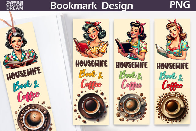 Housewife Books Coffee Bookmark | Book Lover Bookmark Sublimation WatercolorColorDream 