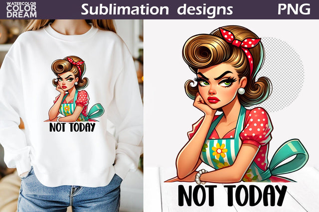 Housewife Grumpy Sublimation | Sarcastic Quote Pin Up Sublimation WatercolorColorDream 