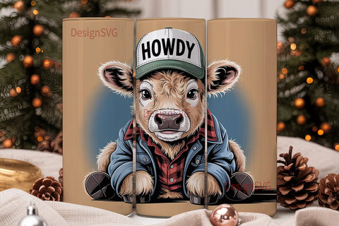 Howdy Calf 20oz Tumbler Wrap Sublimation DesignSVG 