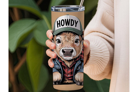 Howdy Calf 20oz Tumbler Wrap Sublimation DesignSVG 