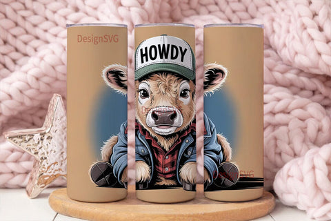 Howdy Calf 20oz Tumbler Wrap Sublimation DesignSVG 