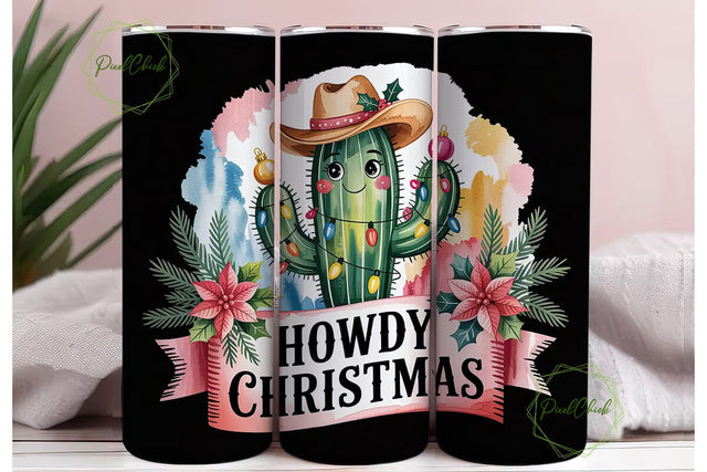 Howdy Christmas 20oz Tumbler Wrap Sublimation PixelChick 