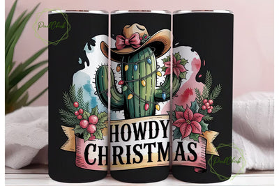 Howdy Christmas 20oz Tumbler Wrap Sublimation PixelChick 