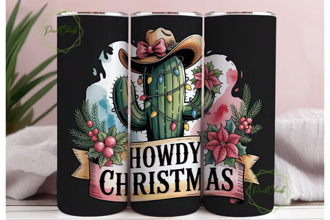Howdy Christmas 20oz Tumbler Wrap Sublimation PixelChick 