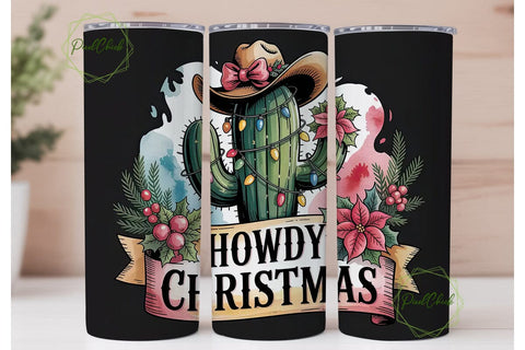 Howdy Christmas 20oz Tumbler Wrap Sublimation PixelChick 