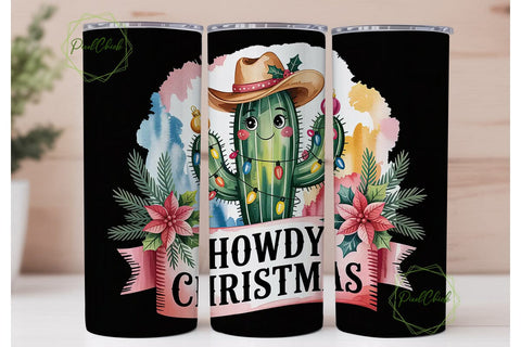 Howdy Christmas 20oz Tumbler Wrap Sublimation PixelChick 