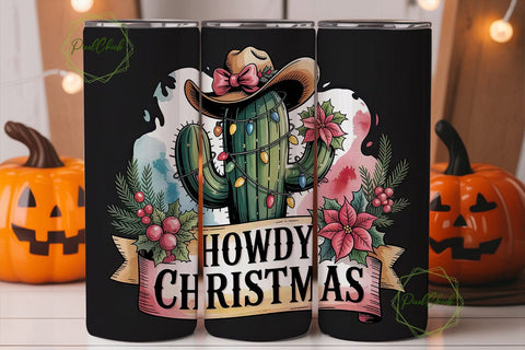 Howdy Christmas 20oz Tumbler Wrap Sublimation PixelChick 