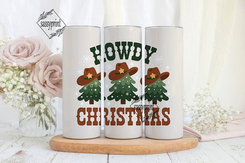 Howdy Christmas 20oz Tumbler Wrap Sublimation sassyprint 