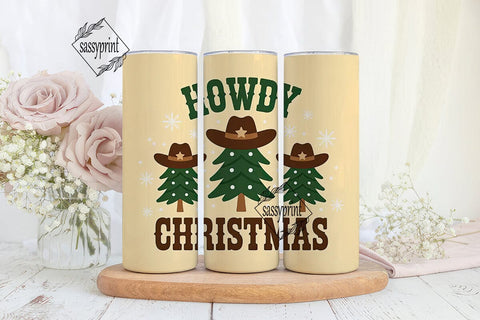 Howdy Christmas 20oz Tumbler Wrap Sublimation sassyprint 