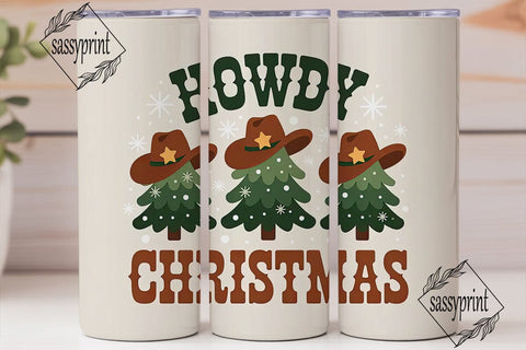 Howdy Christmas 20oz Tumbler Wrap Sublimation sassyprint 