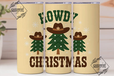 Howdy Christmas 20oz Tumbler Wrap Sublimation sassyprint 