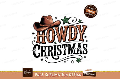 Howdy Christmas Cowboy Hat Sublimation Design Sublimation Designangry 