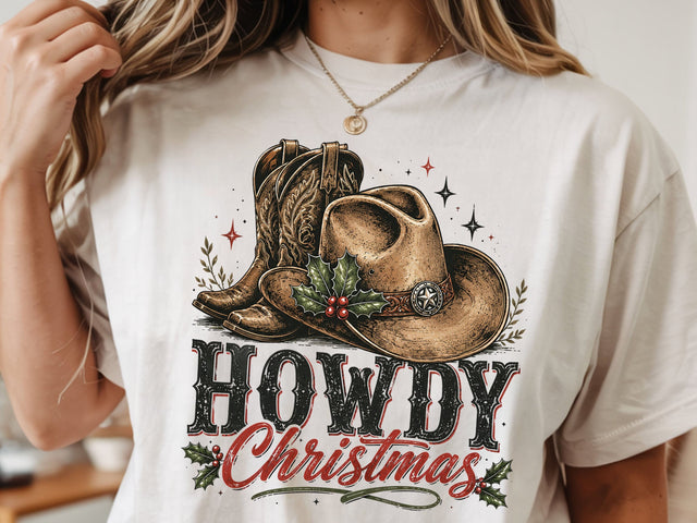 Howdy Christmas PNG, Christmas Cowboy hat SVG DesignDestine 