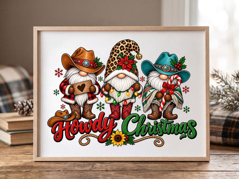 Howdy Christmas Western Gnomes PNG SVG artprintfile 