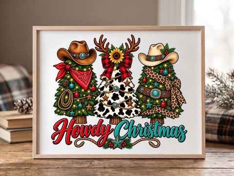 Howdy Christmas Western Tree PNG SVG artprintfile 