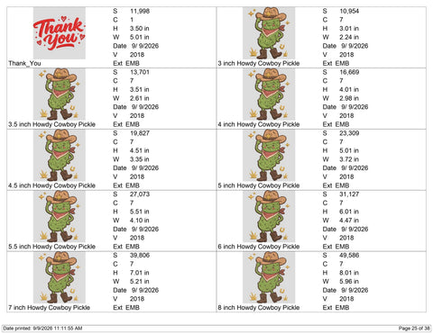 Howdy Cowboy Pickle Embroidery Design – Cute Western Pickle Machine Embroidery File, Funny Cowboy Pickle Design Embroidery/Applique DESIGNS PatternFeed8 