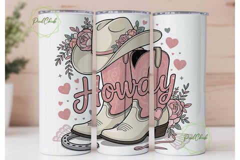 Howdy Cowboy Tumbler Wrap PNG Sublimation PixelChick 