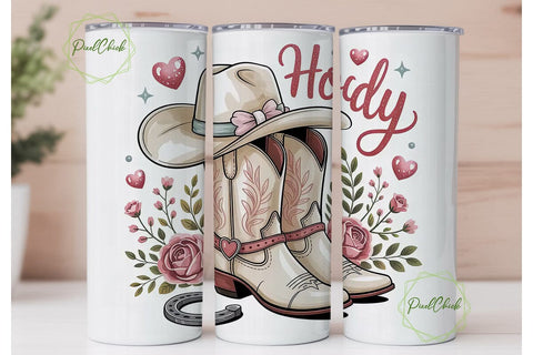 Howdy Cowboy Tumbler Wrap PNG Sublimation PixelChick 