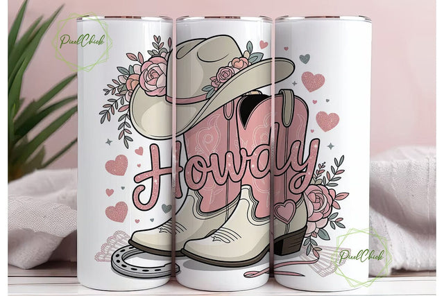 Howdy Cowboy Tumbler Wrap PNG Sublimation PixelChick 