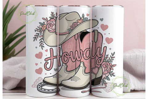 Howdy Cowboy Tumbler Wrap PNG Sublimation PixelChick 