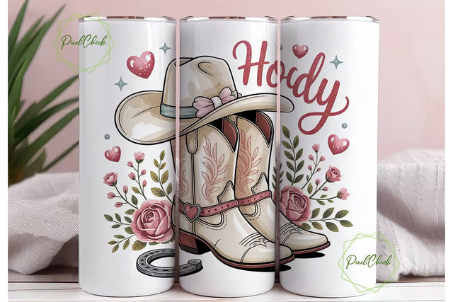 Howdy Cowboy Tumbler Wrap PNG Sublimation PixelChick 